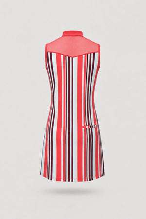 The Sleeveless Zip Golf Dress - Resort Stripe