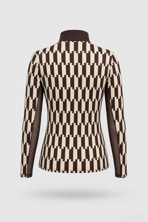 The Long Sleeve Zip Neck Golf Top - Verona Print