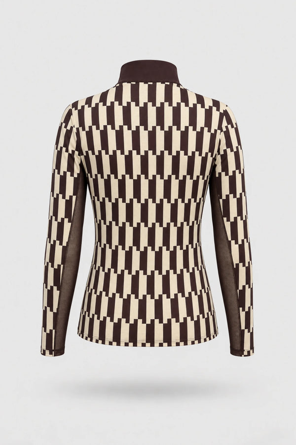 The Long Sleeve Zip Neck Golf Top - Verona Print