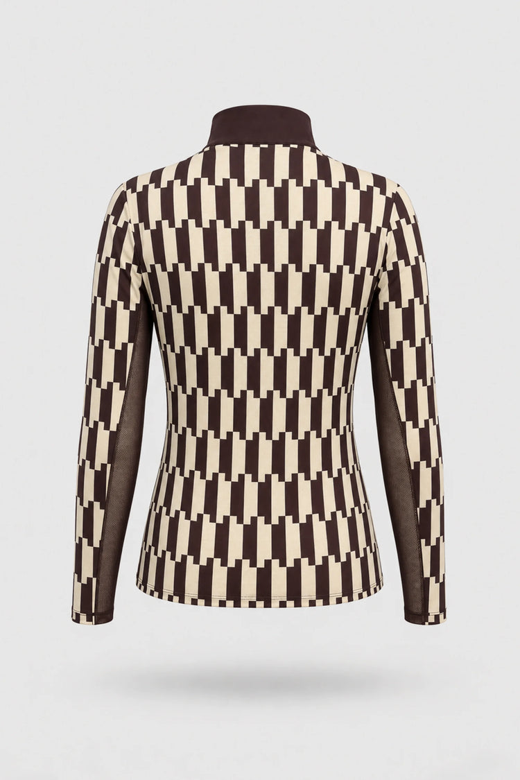The Long Sleeve Zip Neck Golf Top - Verona Print