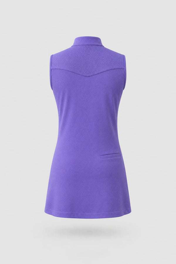 The Sleeveless Zip Golf Dress - Violet