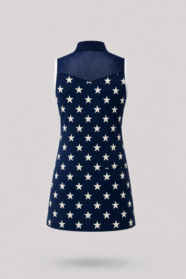 The Sleeveless Zip Golf Dress - Starfield