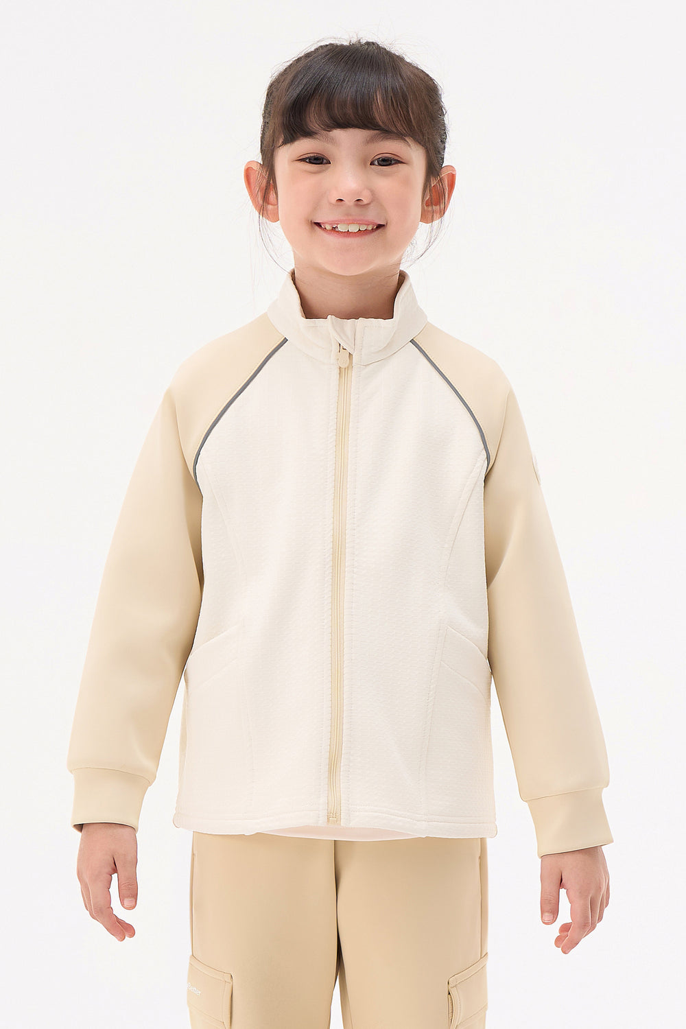 Grid-Fleece Windproof Jacket - Ivory Beige