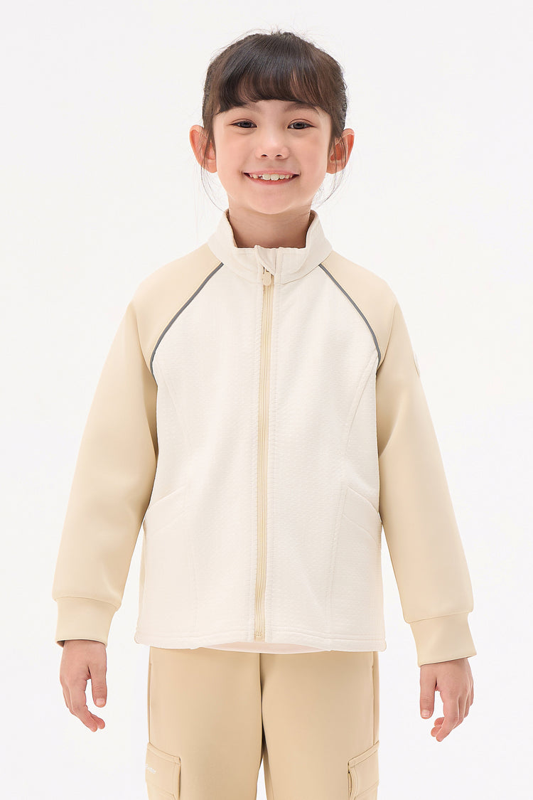 Grid-Fleece Windproof Jacket - Ivory Beige