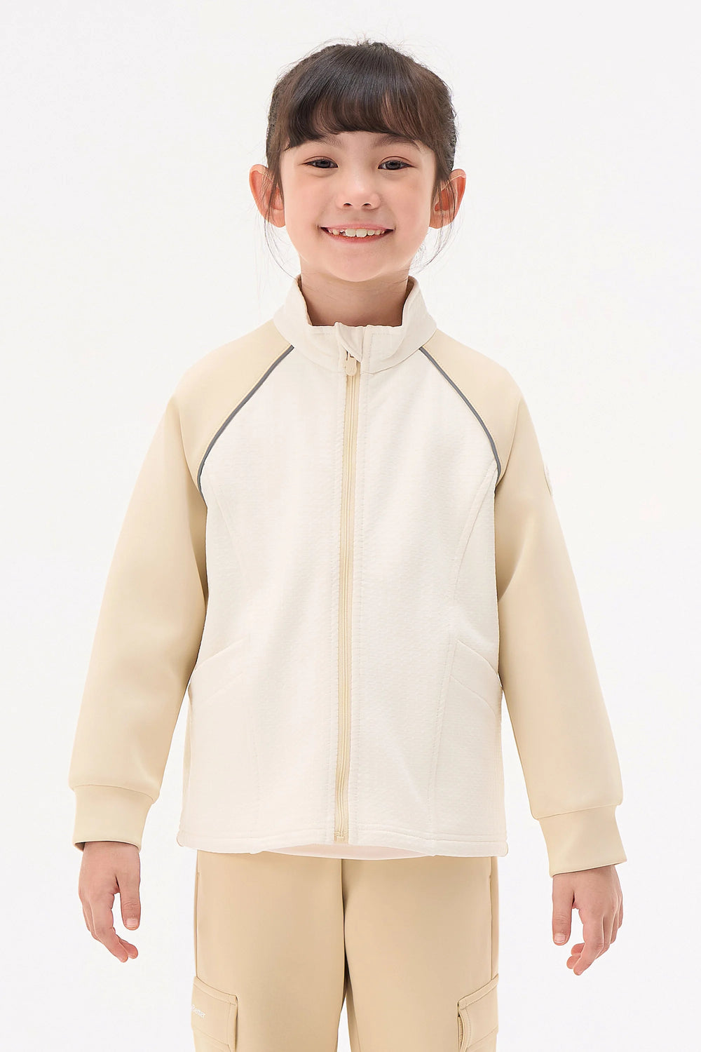 Grid-Fleece Windproof Jacket - Ivory Beige