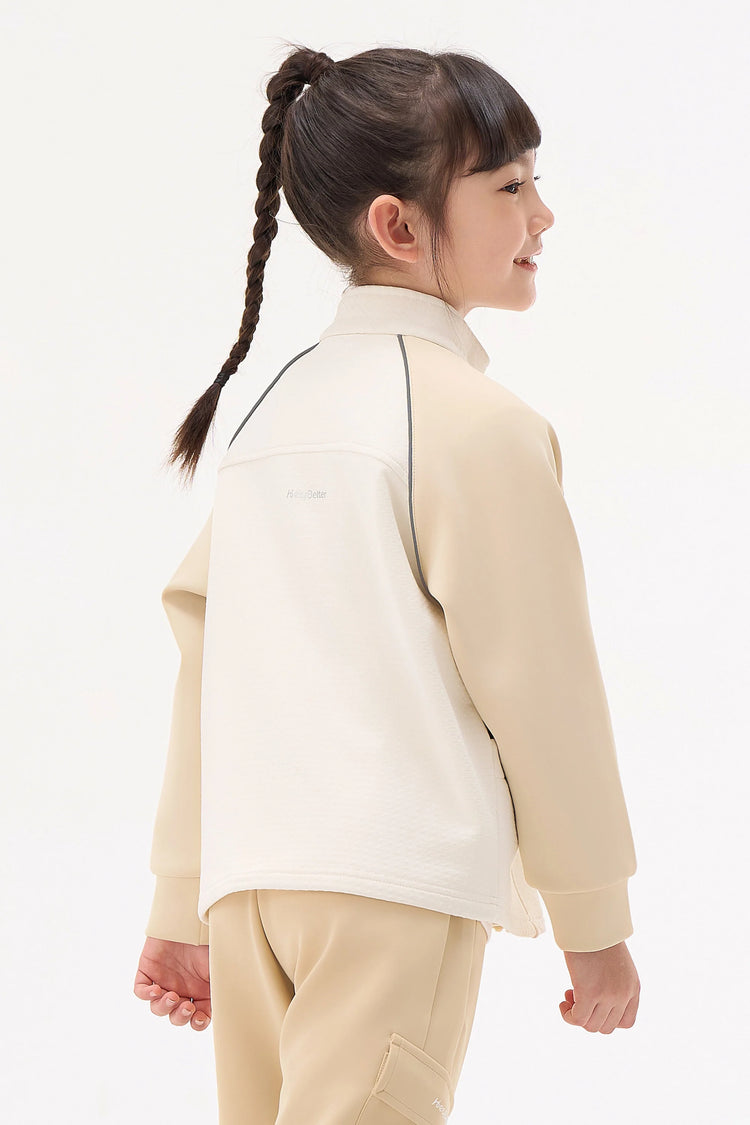 Grid-Fleece Windproof Jacket - Ivory Beige