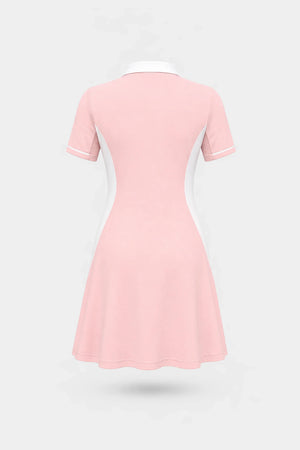The Contour Zip Polo Golf Dress - Pink