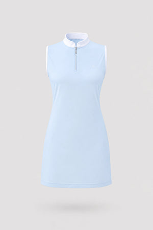 The Sleeveless Zip Golf Dress - Sky Mist
