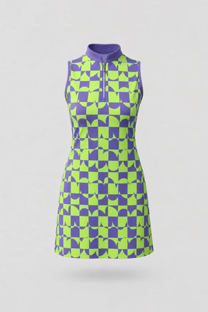 The Sleeveless Zip Golf Dress - Paradox Geo