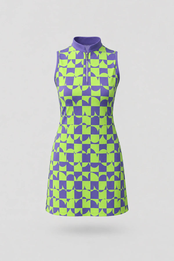 The Sleeveless Zip Golf Dress - Paradox Geo