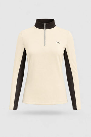 The Long Sleeve Zip Neck Golf Top - Cream