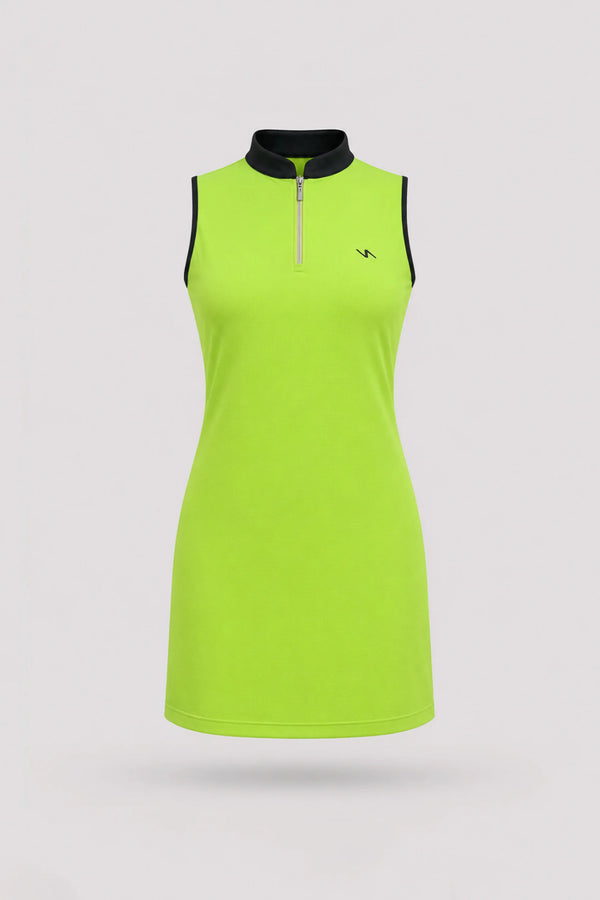 The Sleeveless Zip Golf Dress - Volt Green