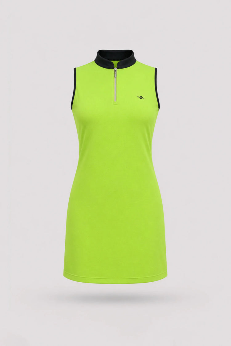 The Sleeveless Zip Golf Dress - Volt Green