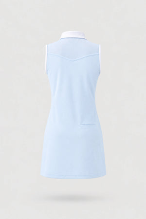 The Sleeveless Zip Golf Dress - Sky Mist