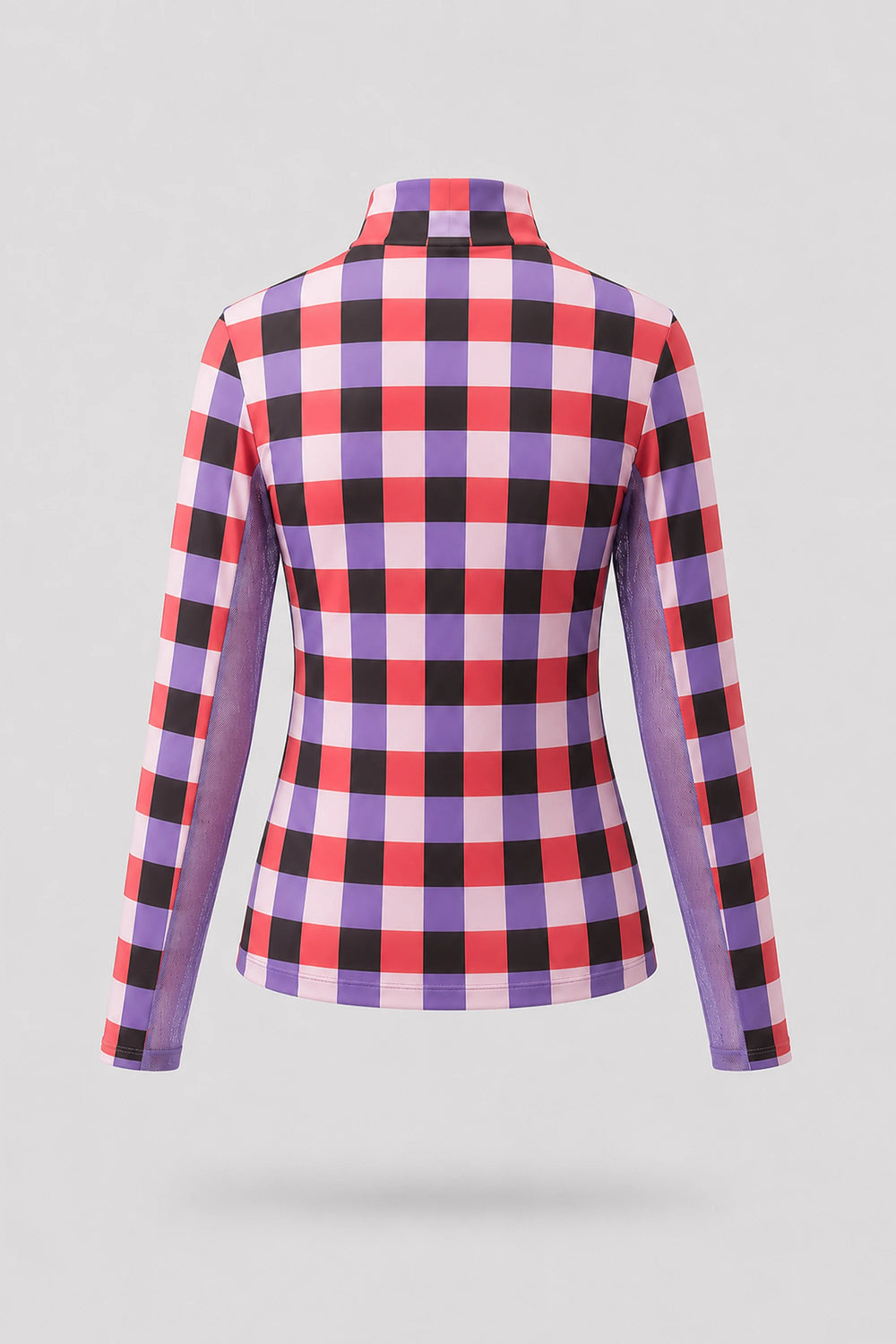 The Long Sleeve Zip Neck Golf Top - Match Plaid