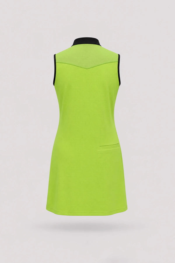 The Sleeveless Zip Golf Dress - Volt Green