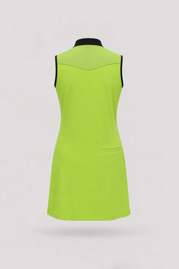 The Sleeveless Zip Golf Dress - Volt Green