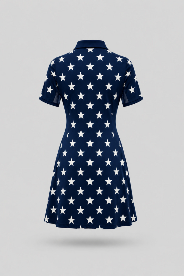 The Contour Zip Polo Golf Dress - Starfield