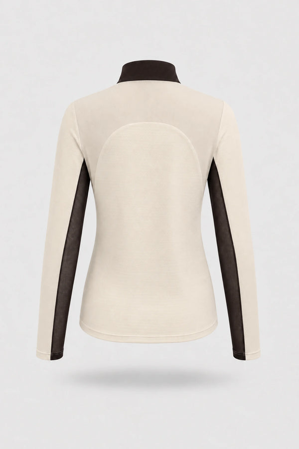 The Long Sleeve Zip Neck Golf Top - Cream