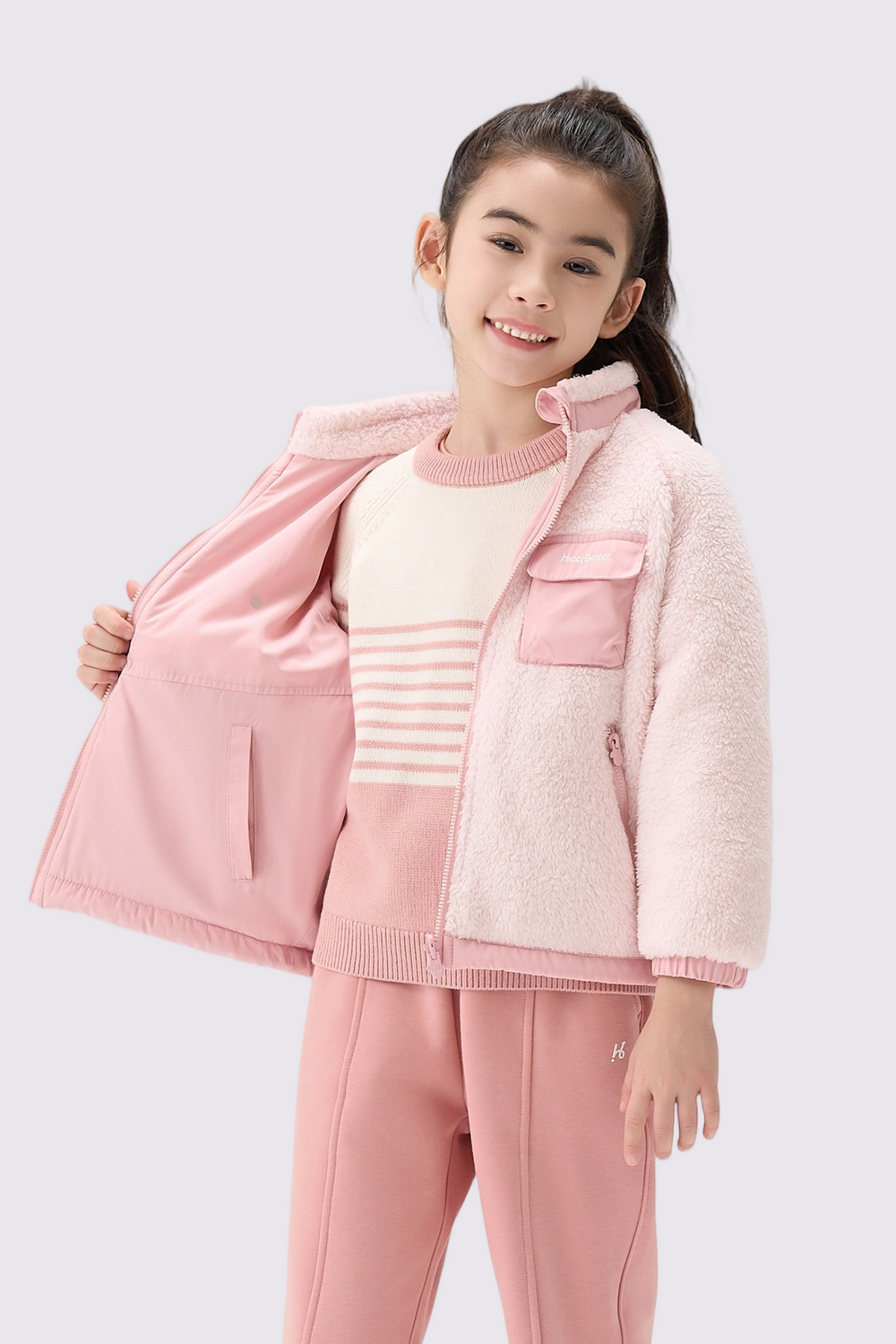 Cozy Reversible Fleece Jacket - Dusty Rose