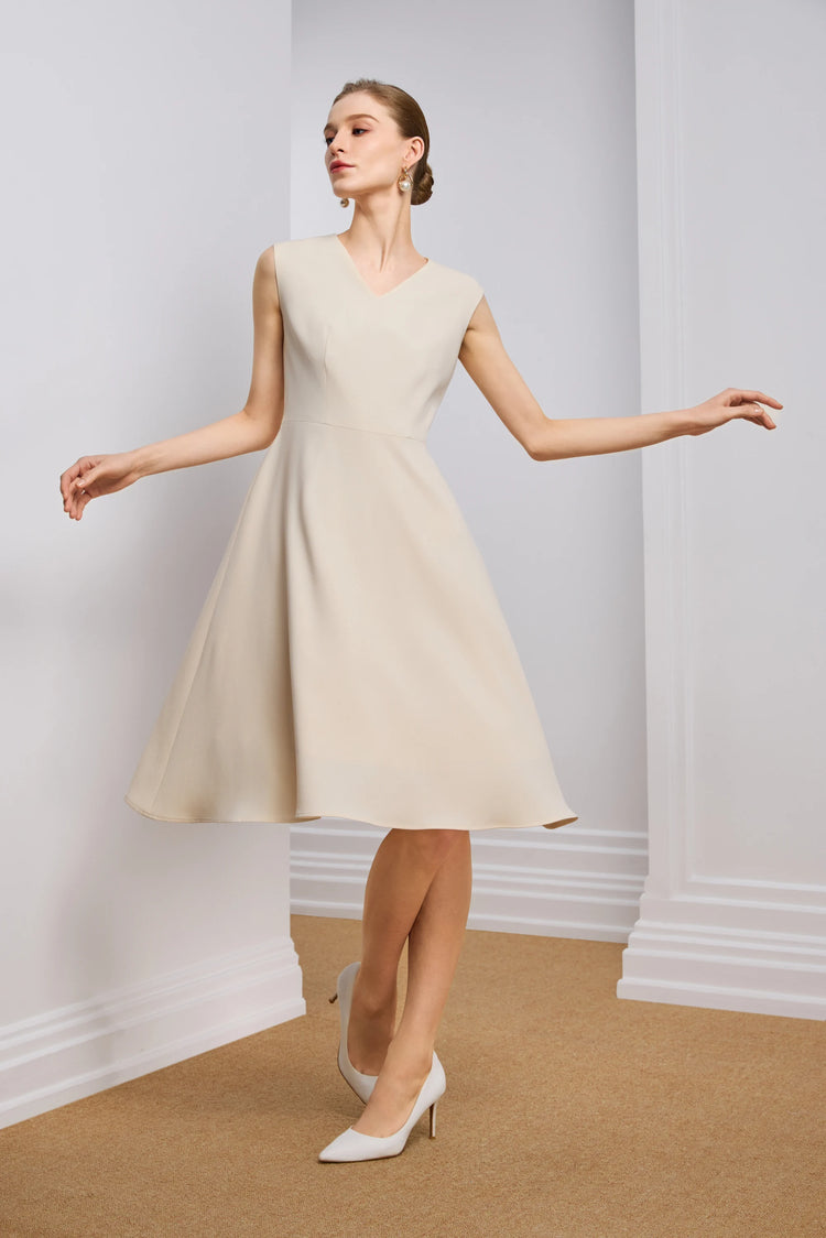 Women's Clean-Line V-Neck Midi Dress