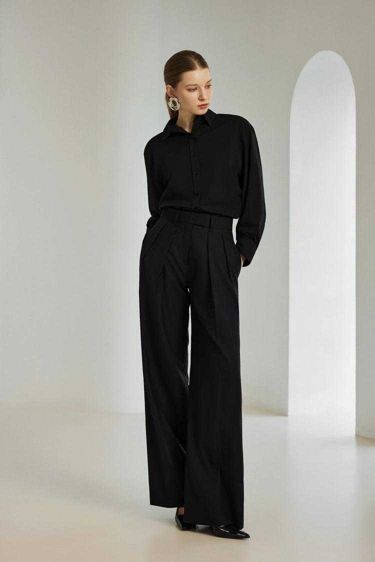 Women's Pleated Wide-Leg Trousers