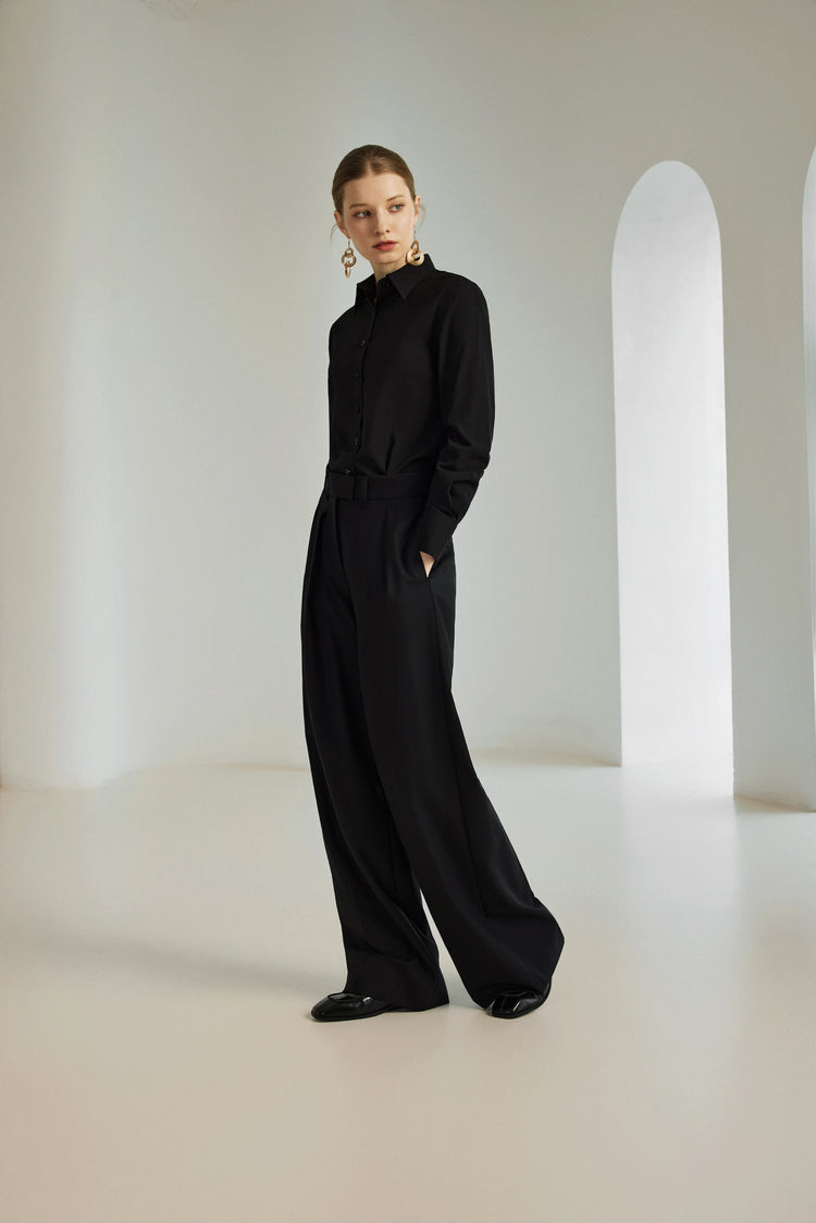 Women's Pleated Wide-Leg Trousers