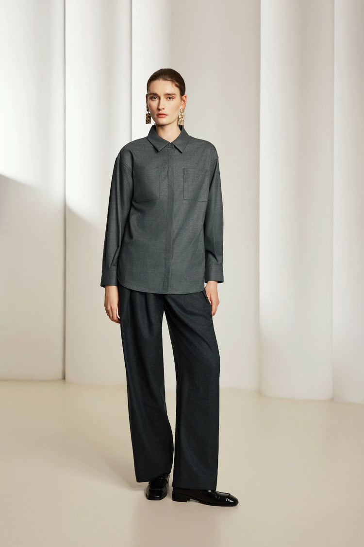 Women's Wool Straight-Leg Trousers