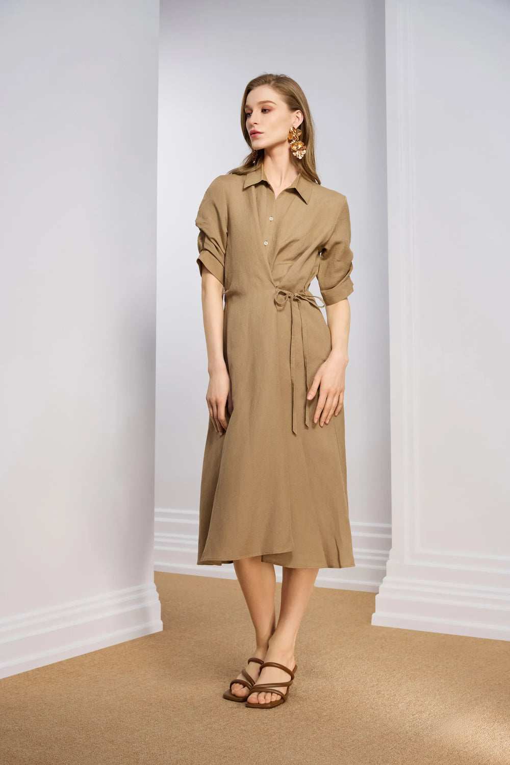 Women's Tie-Waist Shirt Dress