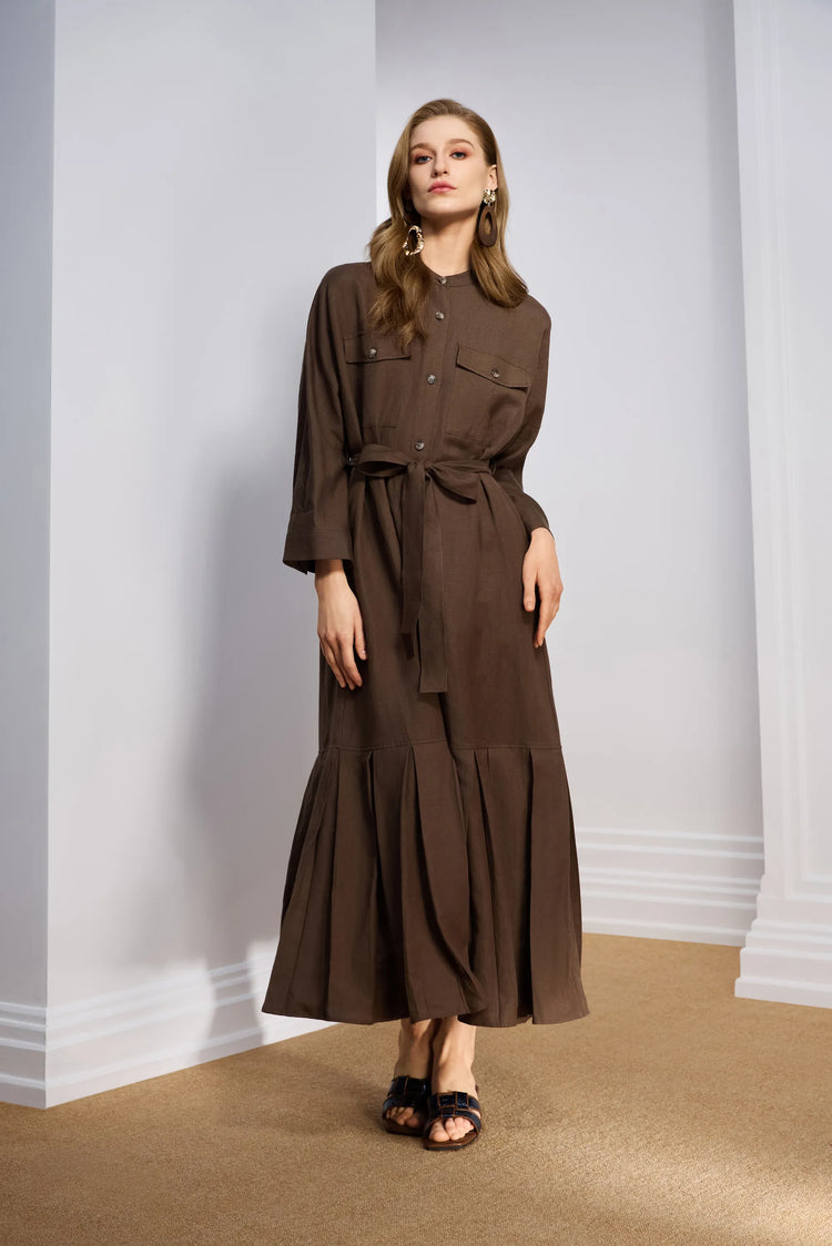 Women's Pleated-Hem Shirt Dress