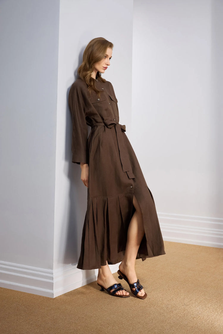 Women's Pleated-Hem Shirt Dress