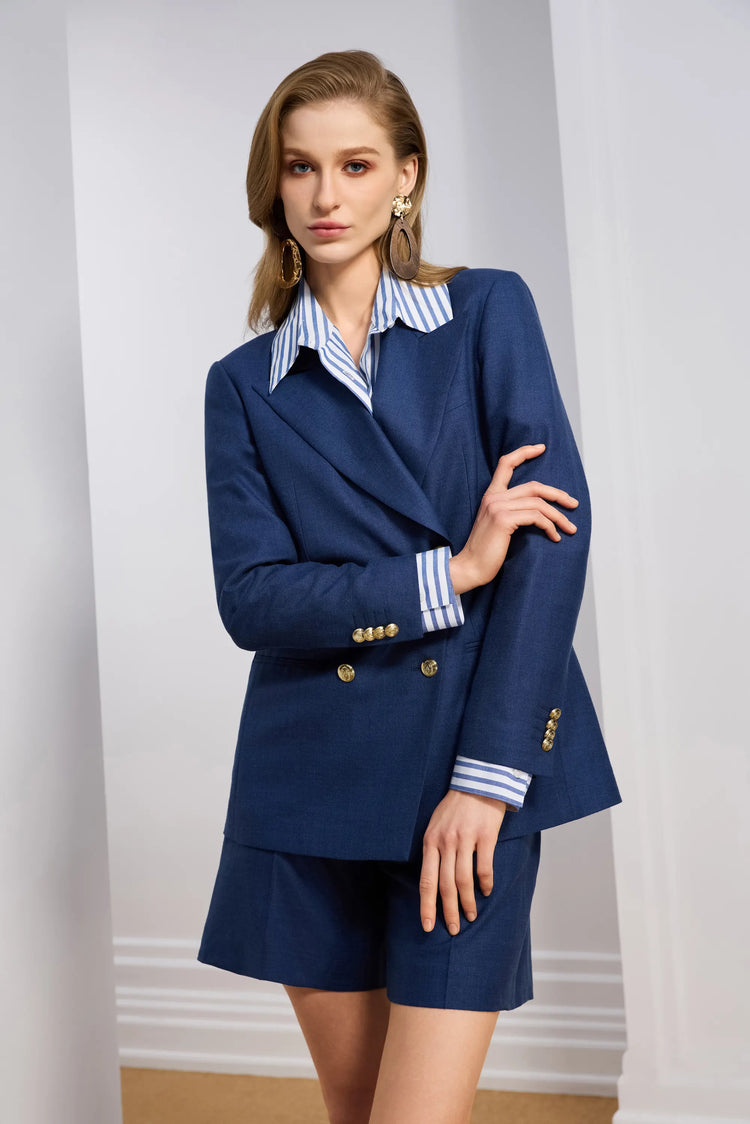 Women's Clean-Line Wool-Silk Linen Suit