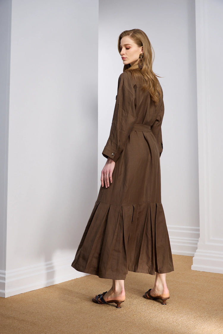 Women's Pleated-Hem Shirt Dress