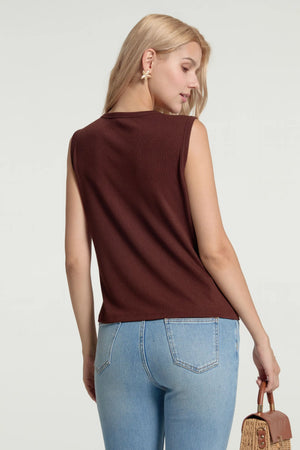 Women’s Charm-Embellished Knit Tank - Cocoa Shell