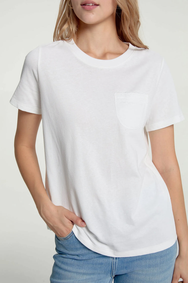 Women’s Lace-Trim Pocket Tee - Soft White