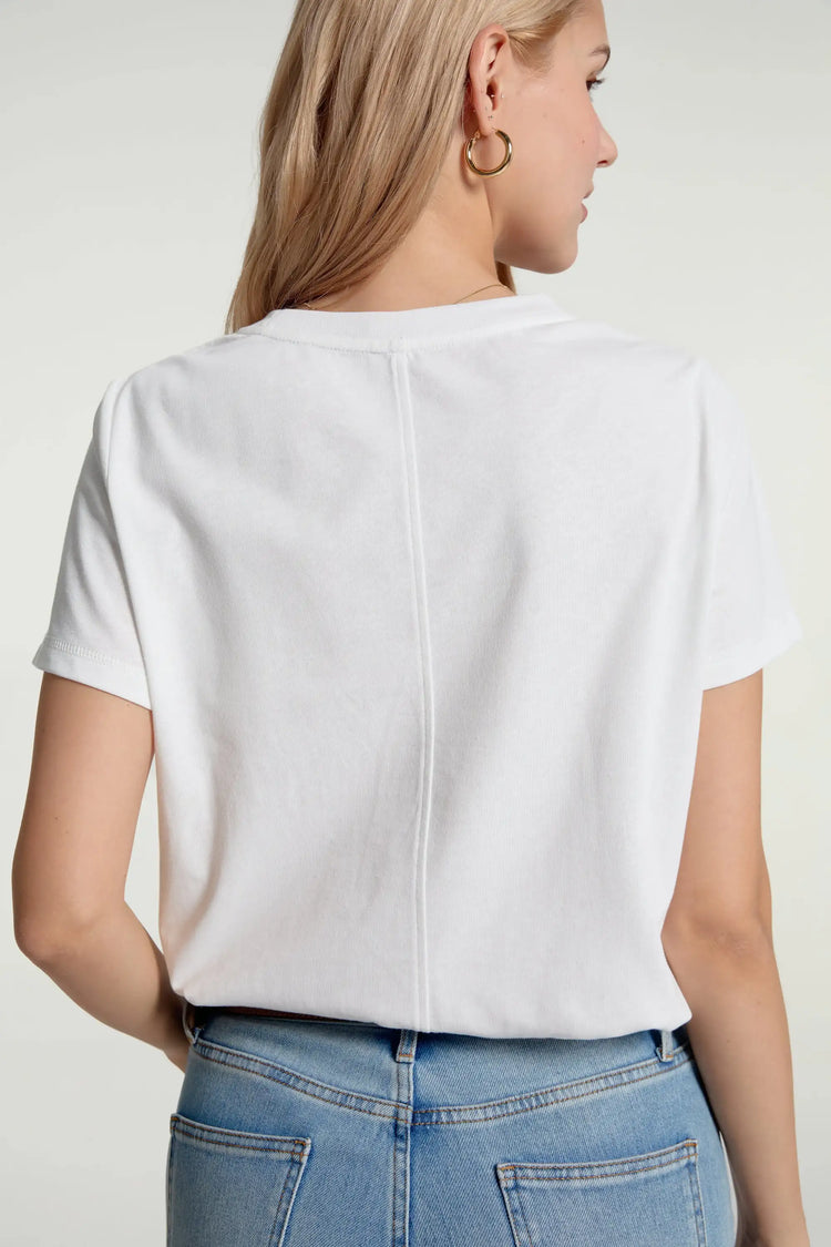 Women’s Lace-Trim Pocket Tee - Soft White