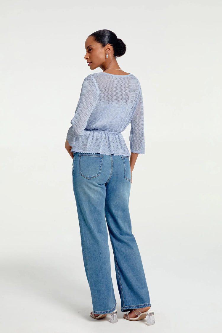 Women’s Textured Peplum Cardigan - Soft Blue