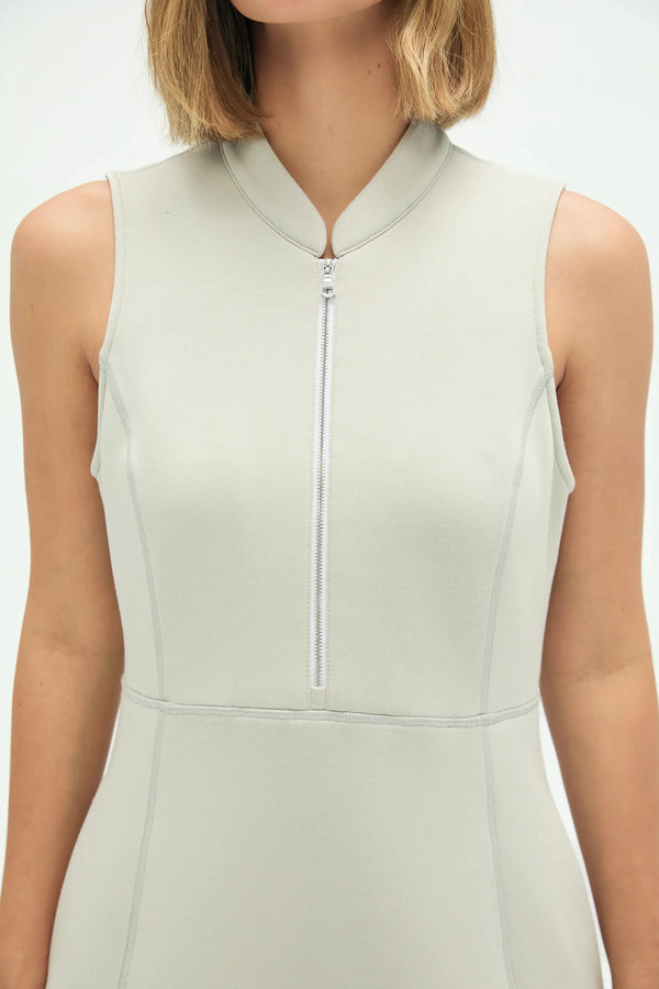 Women’s Zip-Collar Flare Dress - Cloudstone Grey