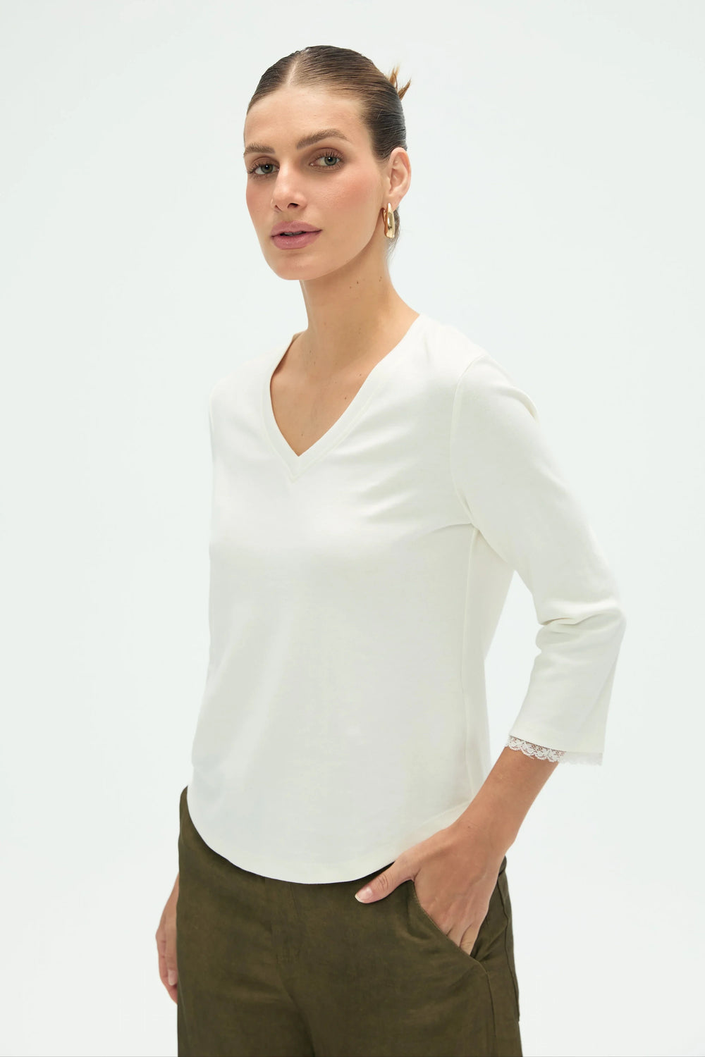 Women’s Everyday V-Neck Top - Cloud White