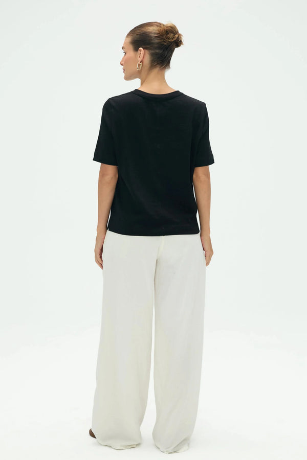 Women’s Linen Supima Cotton Crewneck Tee - Noir Black