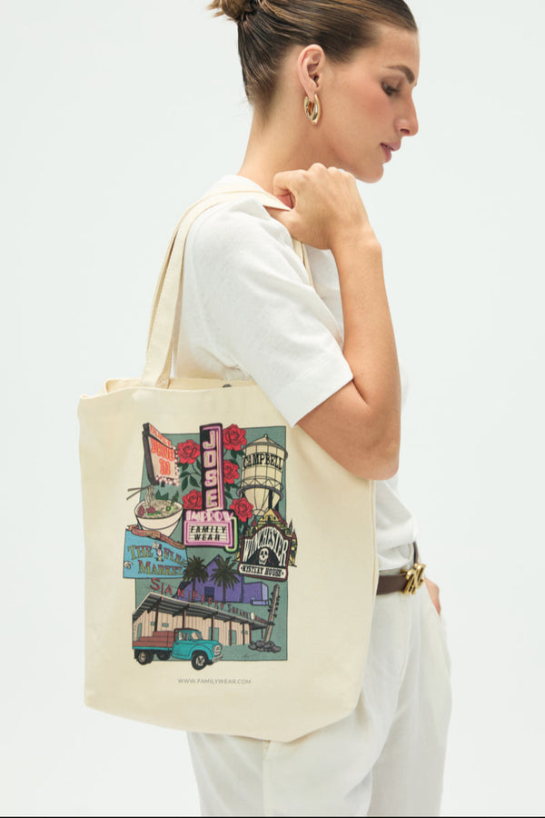 Familywear Everyday Canvas Tote -  Postcard from San Jose