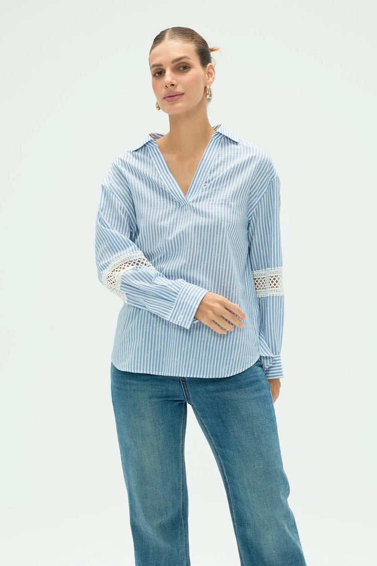 Women’s Striped Popover Blouse