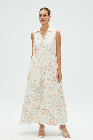 Women’s Sleeveless Shirt Dress - Sand Bloom