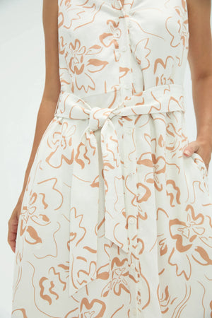 Women’s Sleeveless Shirt Dress - Sand Bloom
