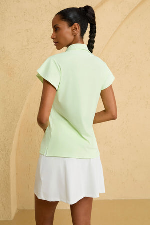 Women’s Ruffle-Sleeve Performance Golf Polo - Fairway Mint