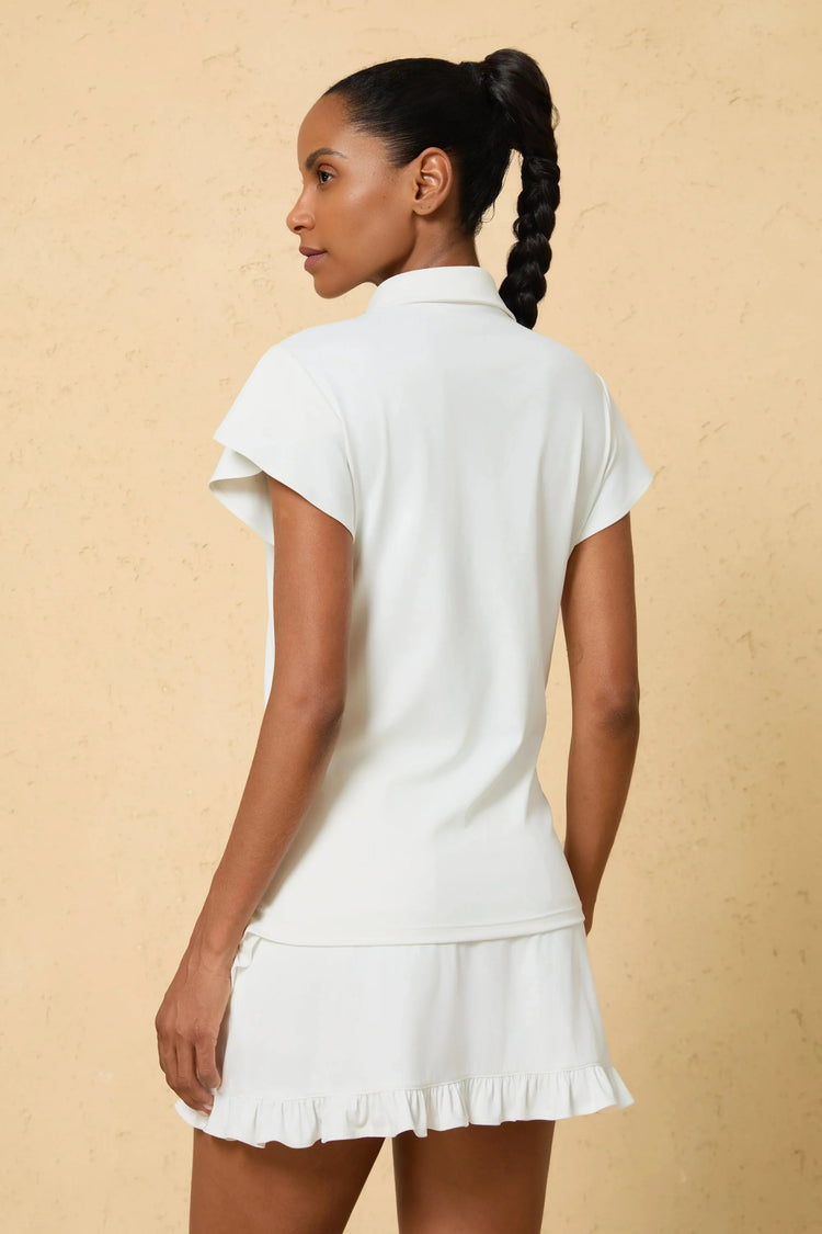 Women’s Ruffle-Sleeve Performance Golf UPF 50+ Polo - Cloudline