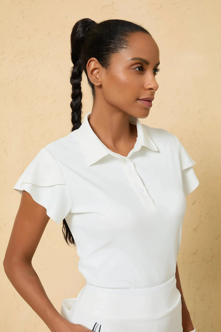 Women’s Ruffle-Sleeve Performance Golf UPF 50+ Polo - Cloudline
