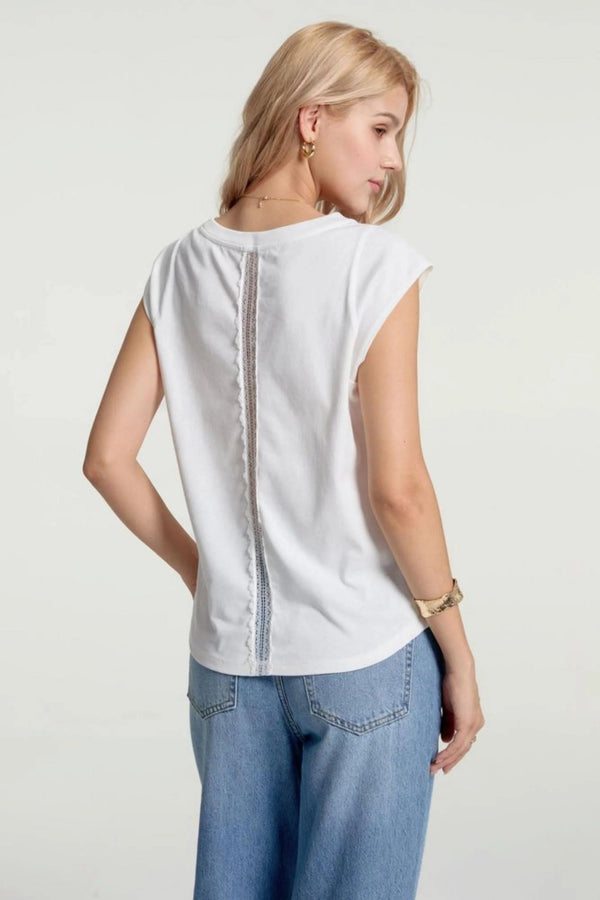 Women’s Lace-Back Cap Sleeve Tee - Porcelain White
