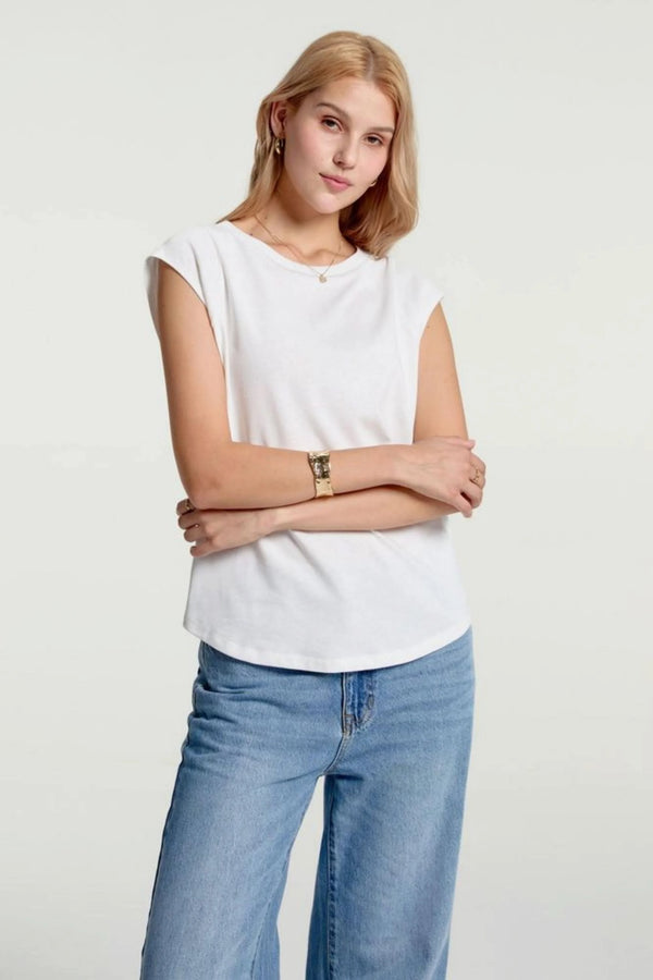 Women’s Lace-Back Cap Sleeve Tee - Porcelain White