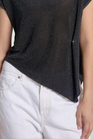 Women’s Shimmer Jersey Cap Sleeve Tee - Midnight Noir